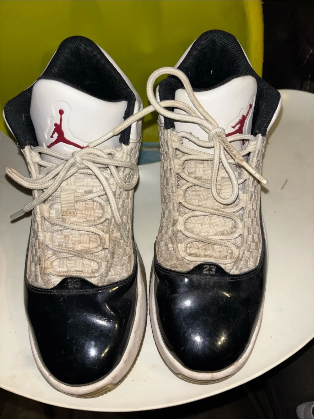 Jordan Men's White Black Red Low-Top Basketball Sneakers